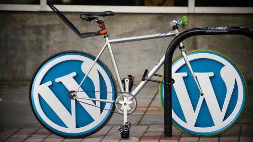 wordpress website design with logo illustrated in a bicycle