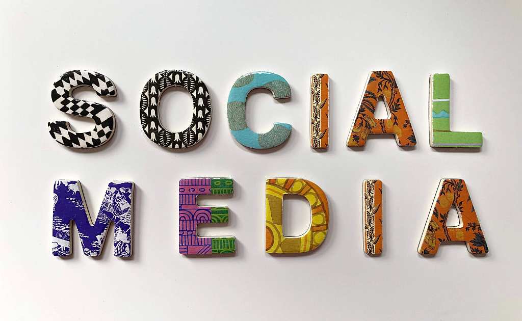 social media written with fancy letters